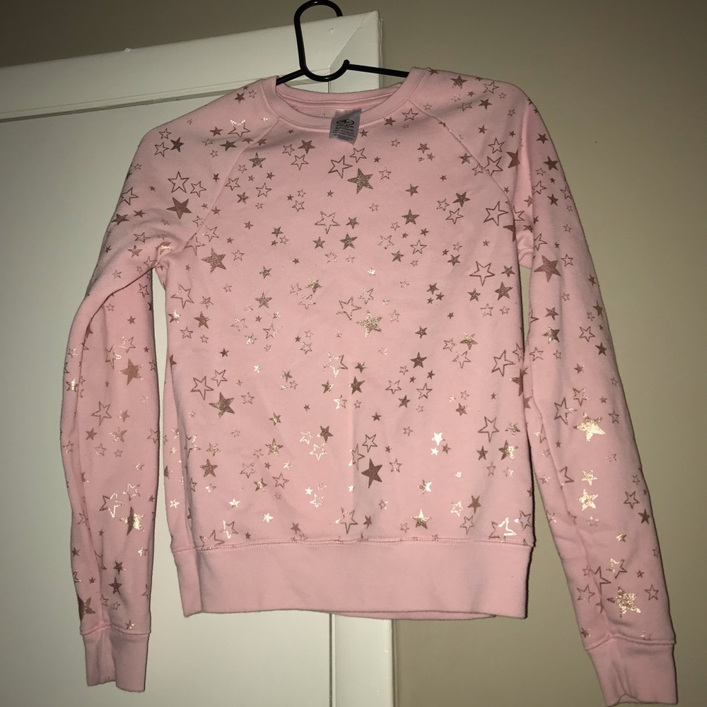 pink sweatshirt, with stars!